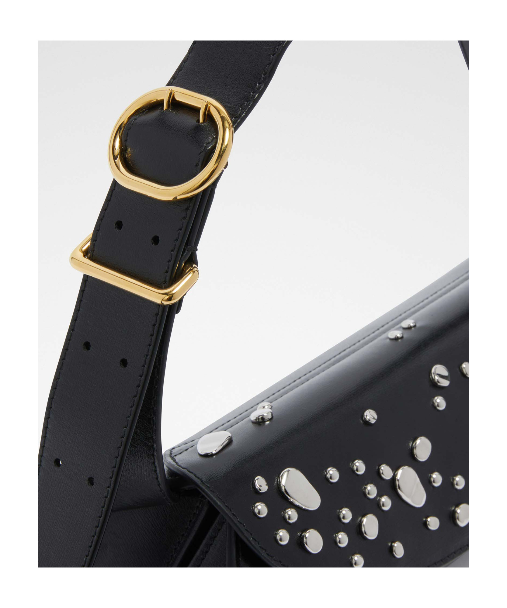 Jil Sander Small Cannolo Studded Shoulder Bag In Black