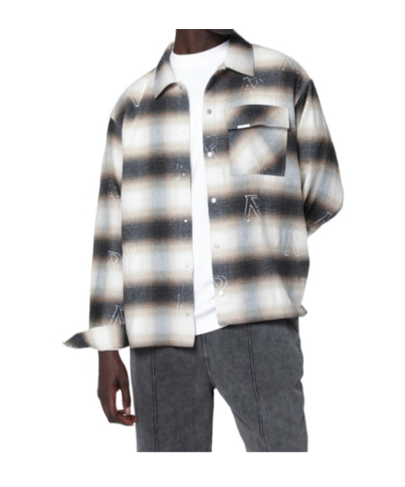 Represent Flannel Shirt With All-over Initials In White
