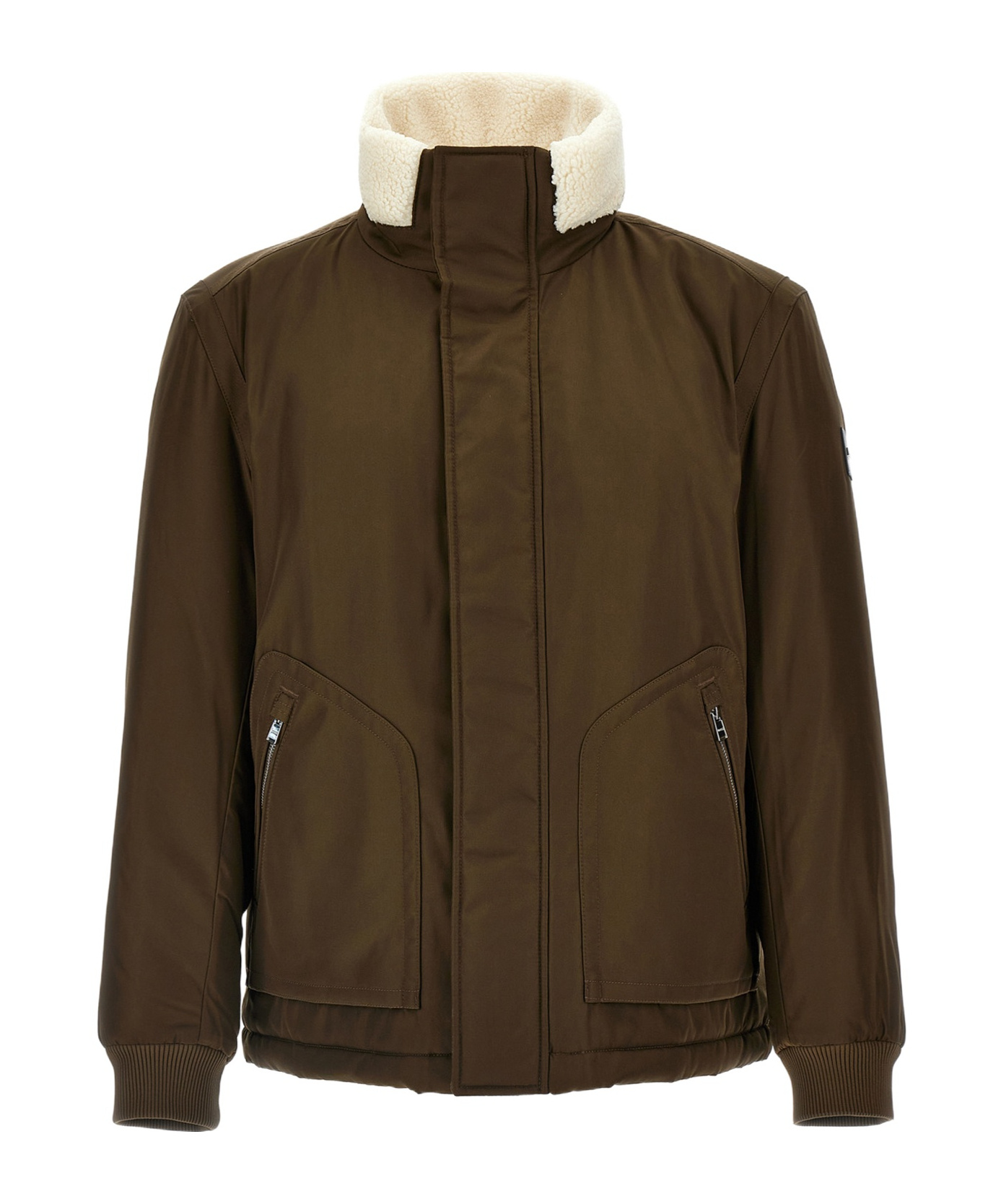 Hugo Boss Stand-up Collar Jacket In Green