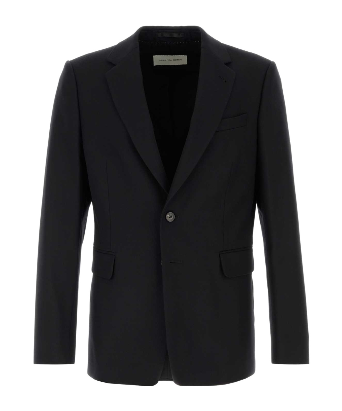 Dries Van Noten Notched Lapel Wool Blaine Tailored Blazer In Black