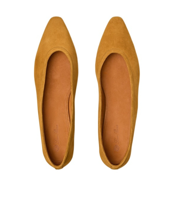 Loro Piana Primula Suede Ballet Flats In Brown