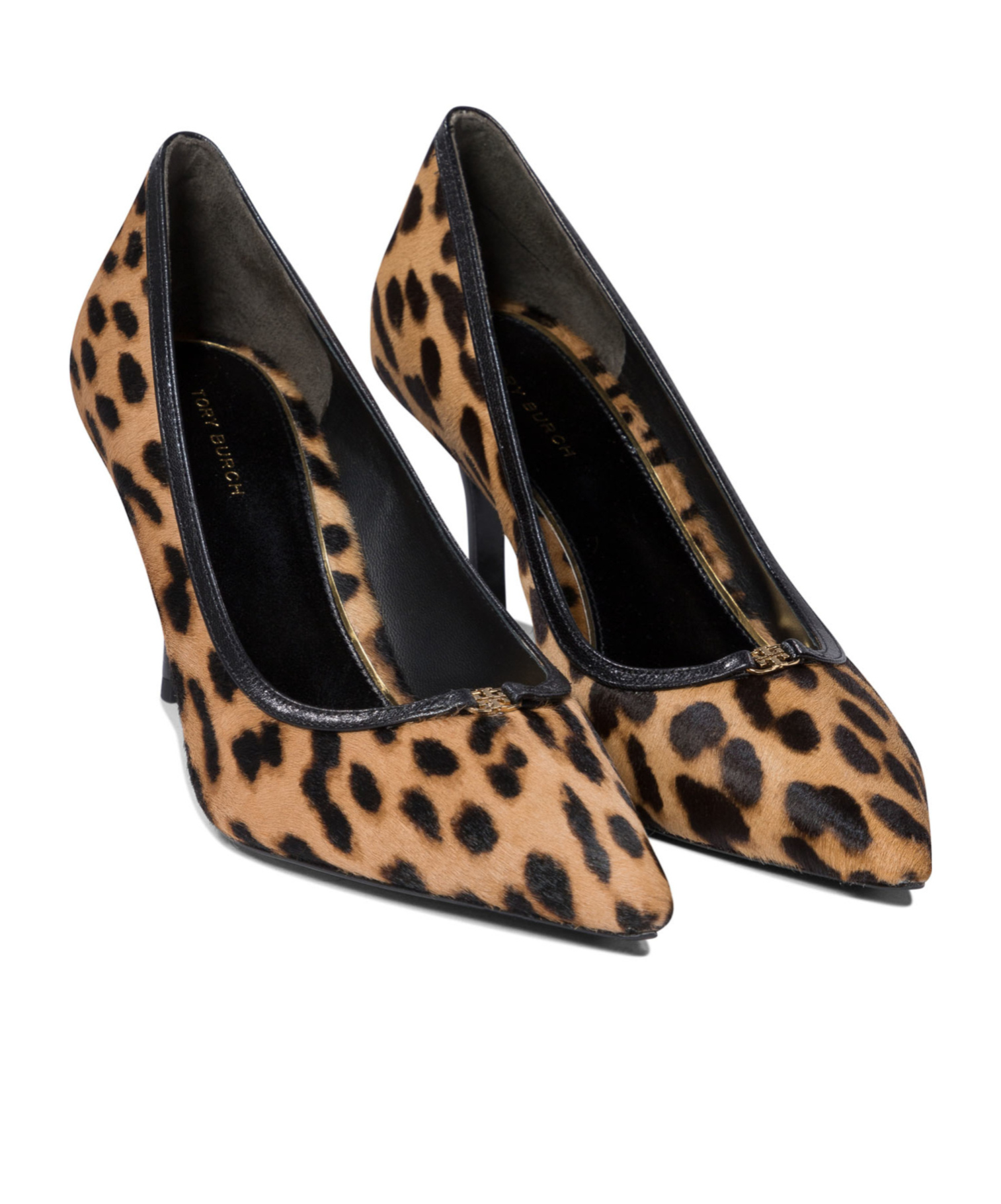 Tory Burch Double T Buckle Genuine Calf Hair Kitten Heel Pump In Black