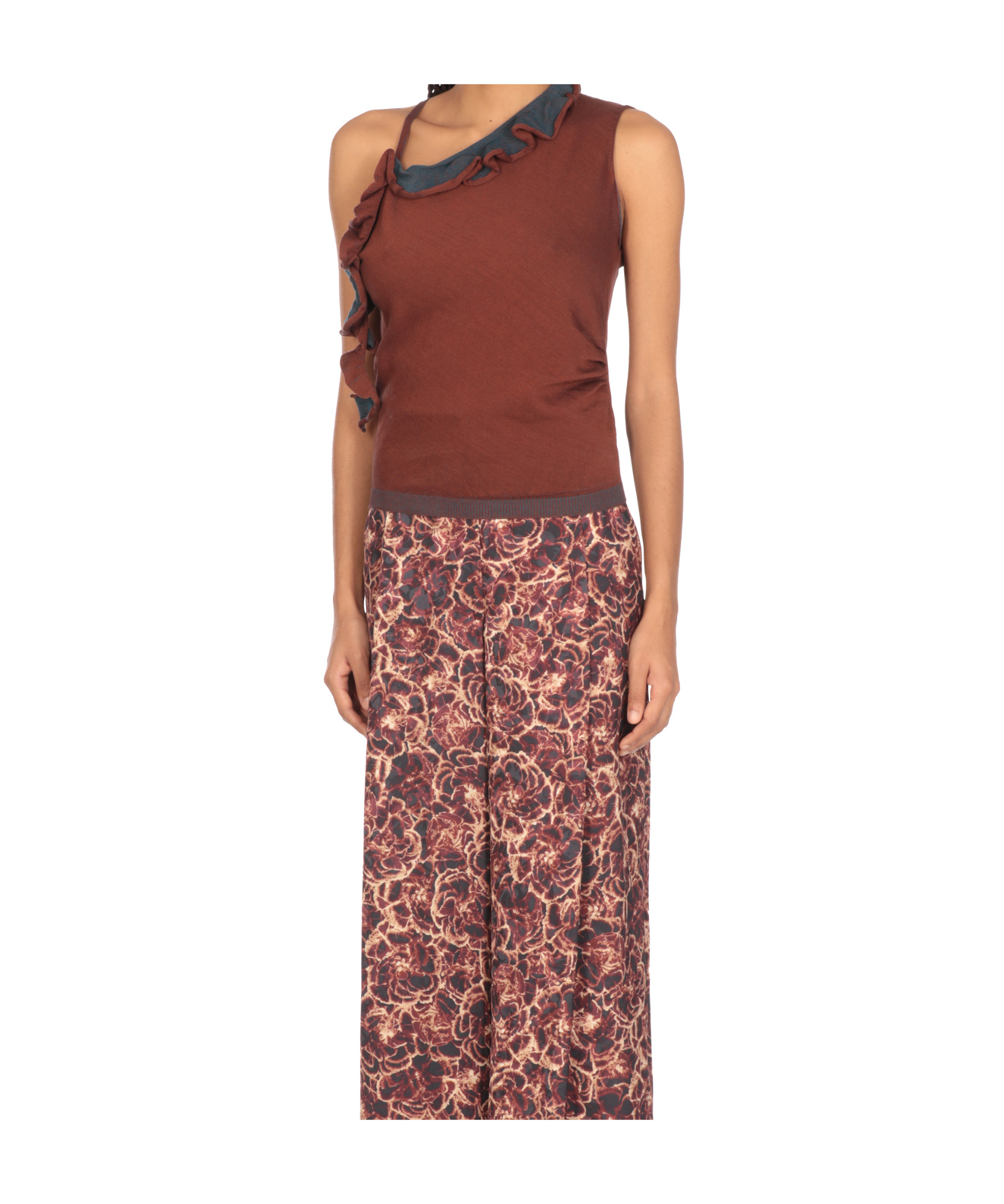 Shop Dries Van Noten Ruffle Detail Camisole In Brown