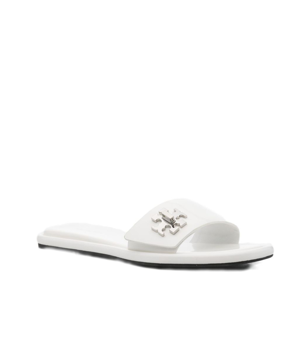 Tory Burch T-lock Slippers In White