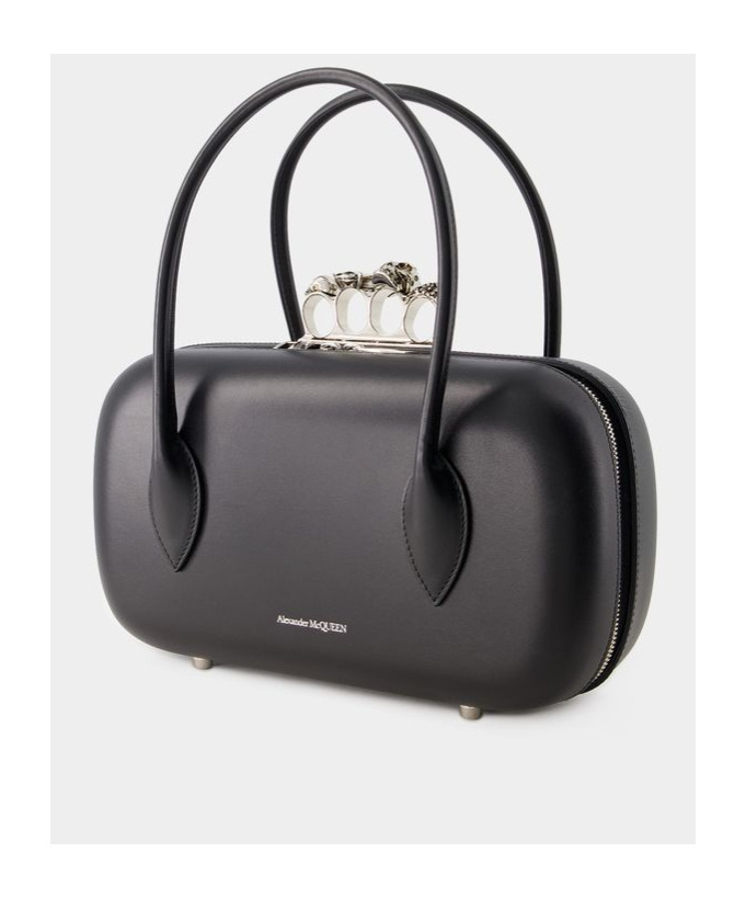 Alexander Mcqueen The Reverse Leather Clutch In Black