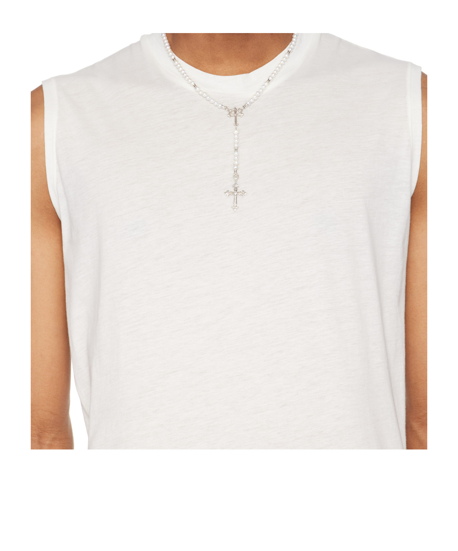 Emanuele Bicocchi Pearl Rosary Necklace In White