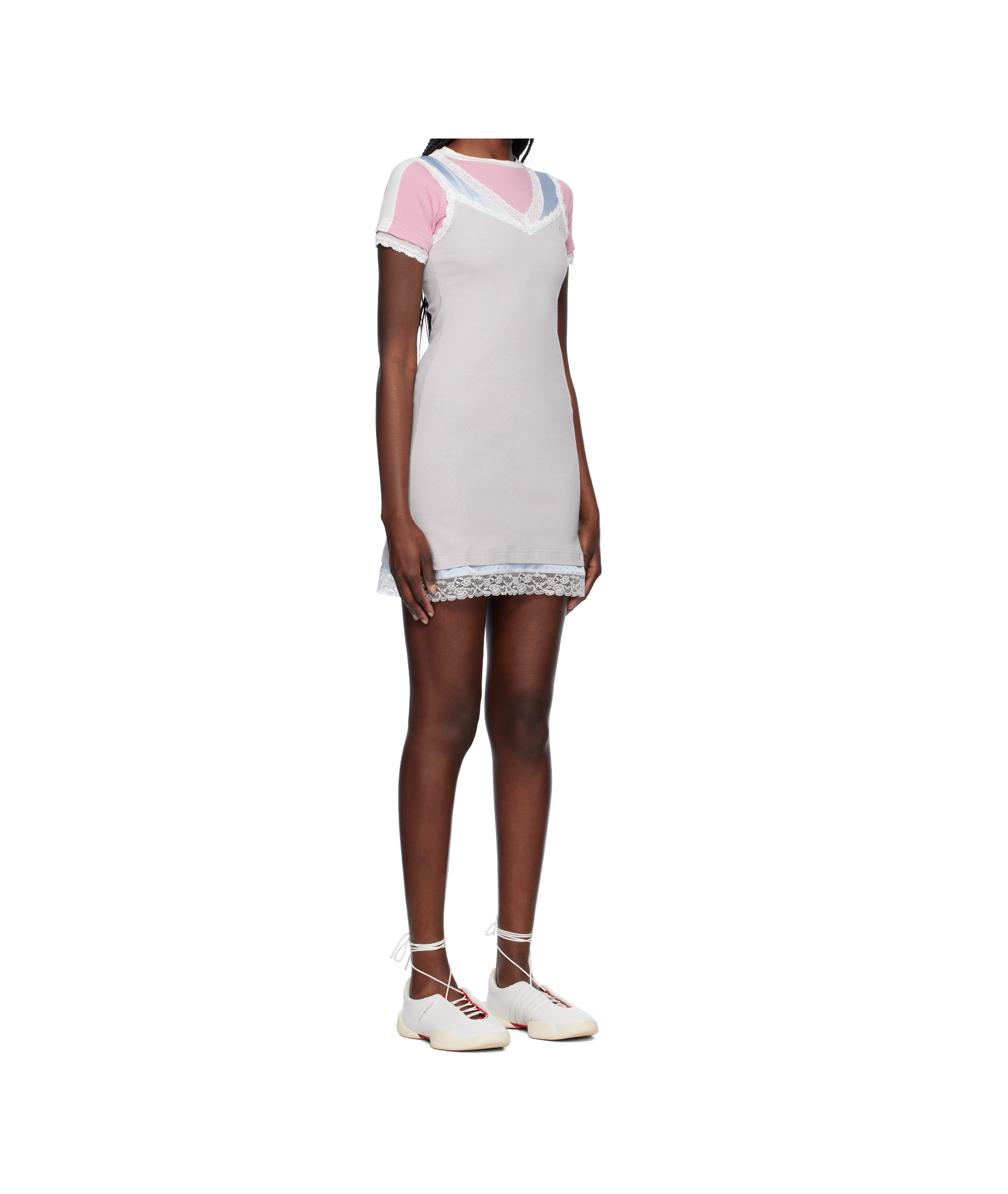 Ambush Gray Layered Minidress In Grey