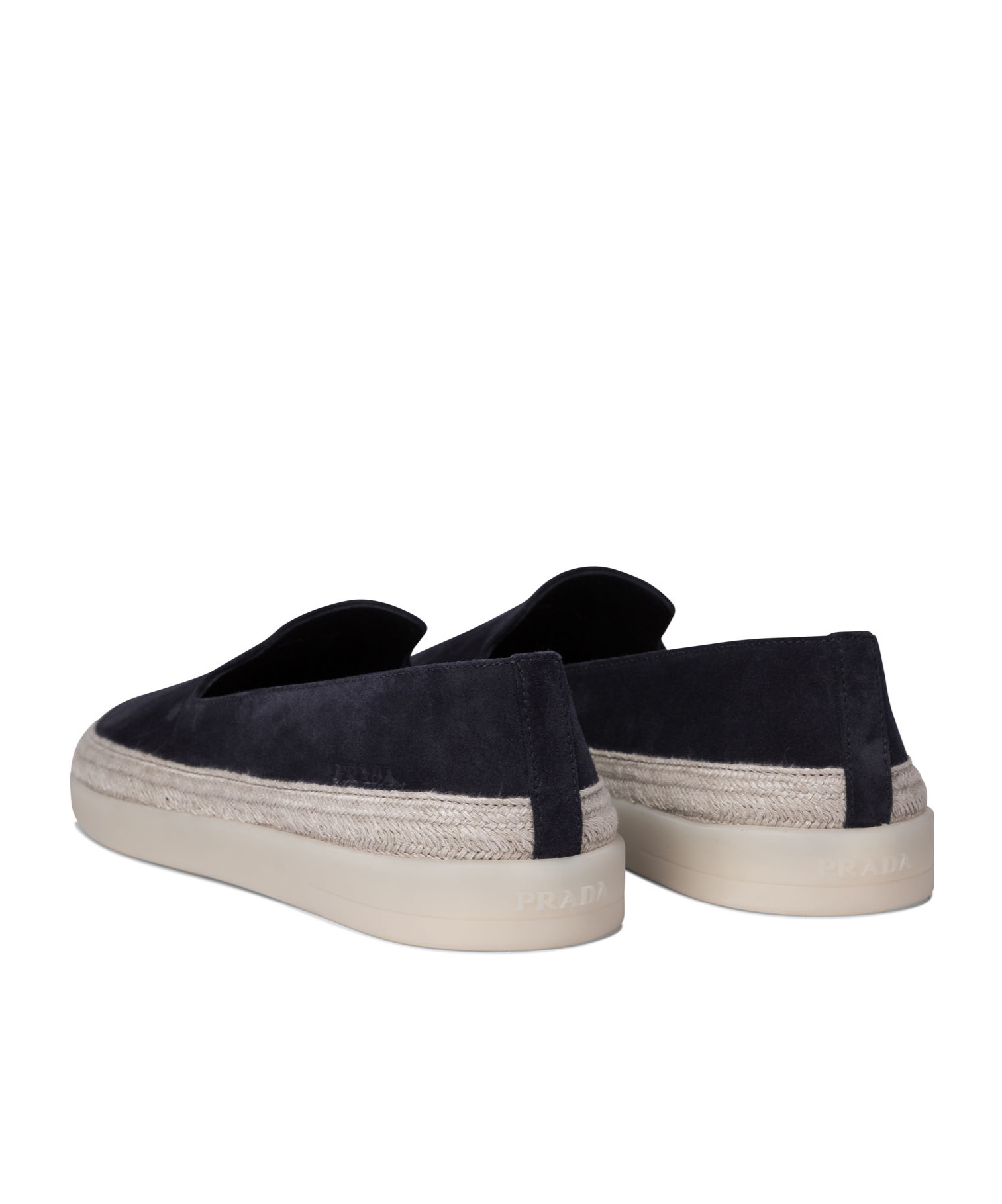 Prada Suede Loafers With Espadrille Sole And Round Toe In Blue