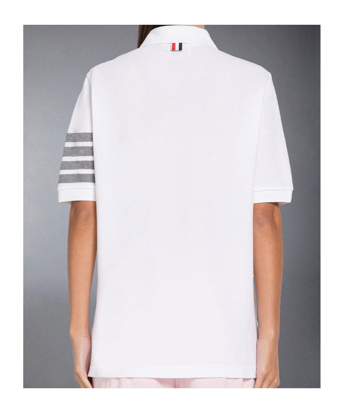 Thom Browne Hector 4-bar Short-sleeved Polo Shirt In White