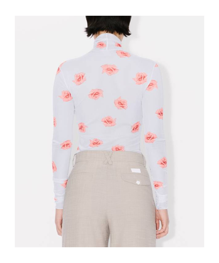 Kenzo Rose Print Long-sleeved Blouse In Multicolor