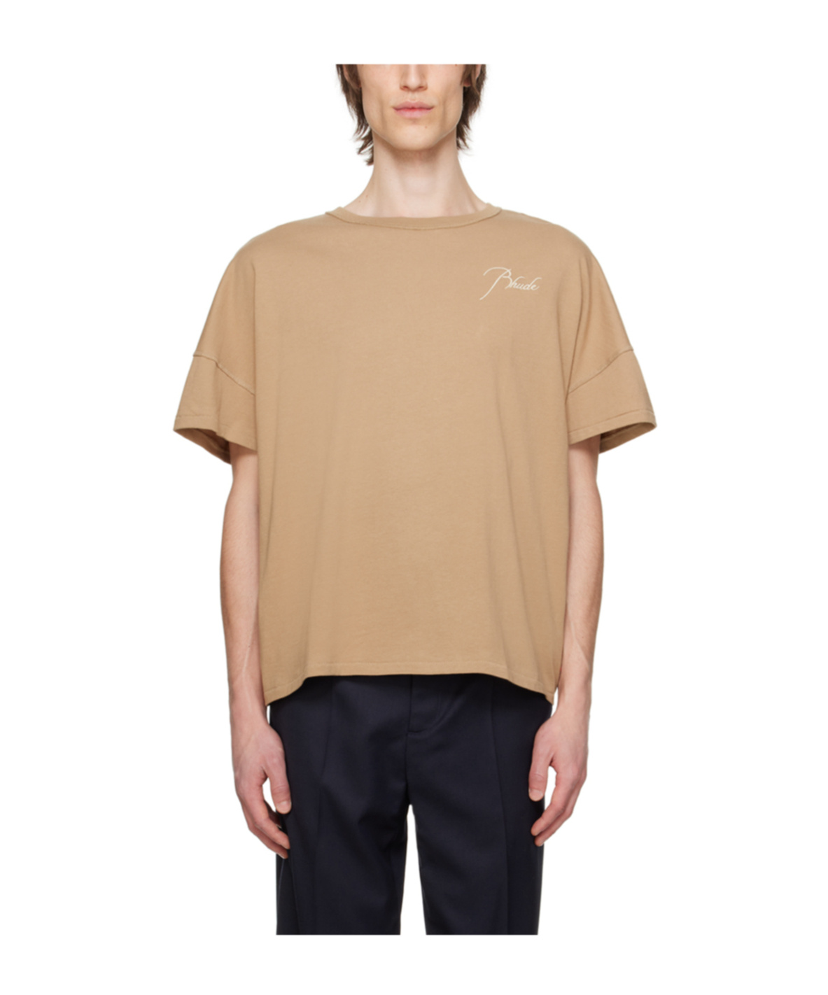 Rhude Beige Reverse T-shirt In Brown