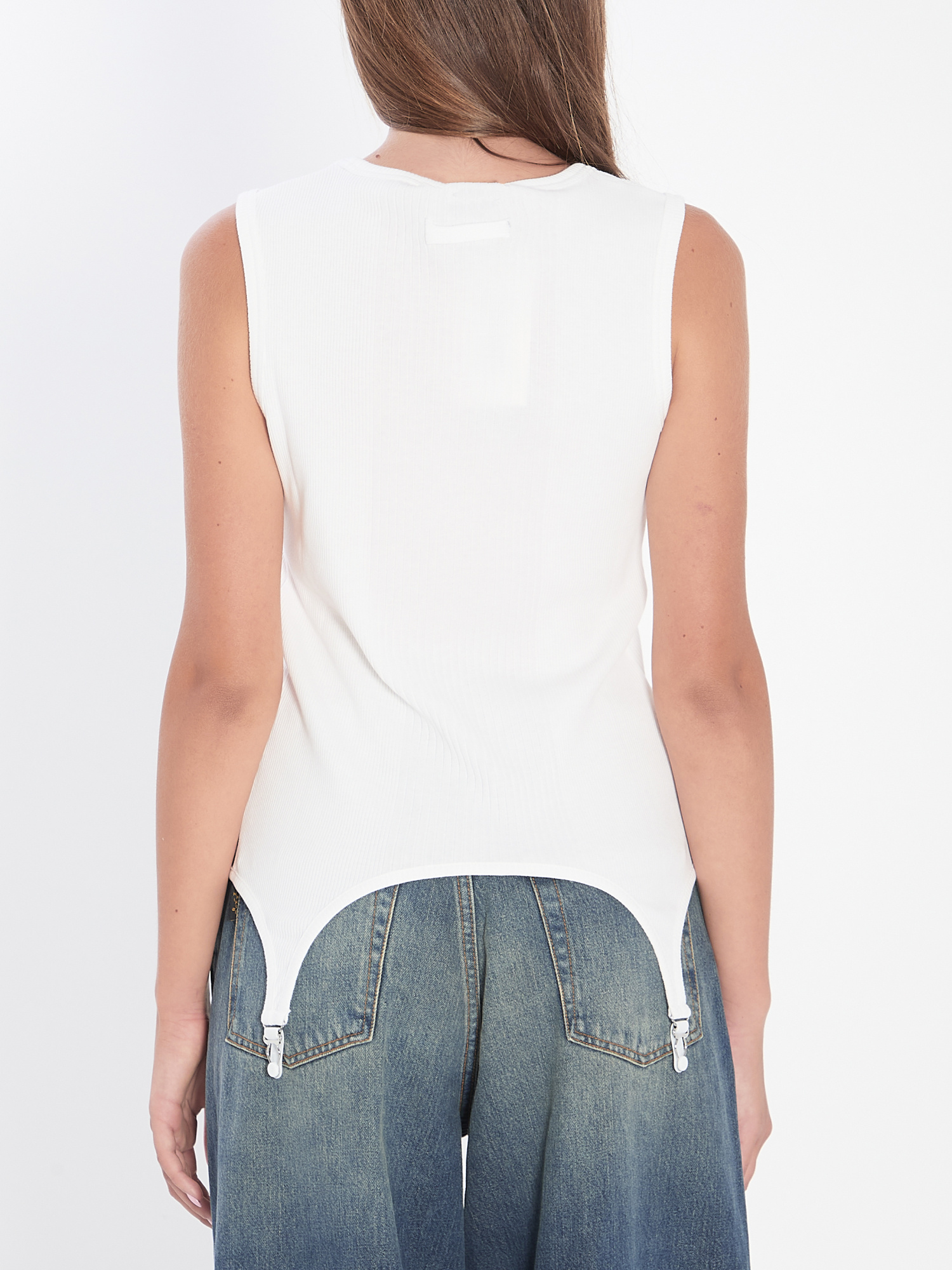 Jean Paul Gaultier Tank Top With Lingerie Garter In White
