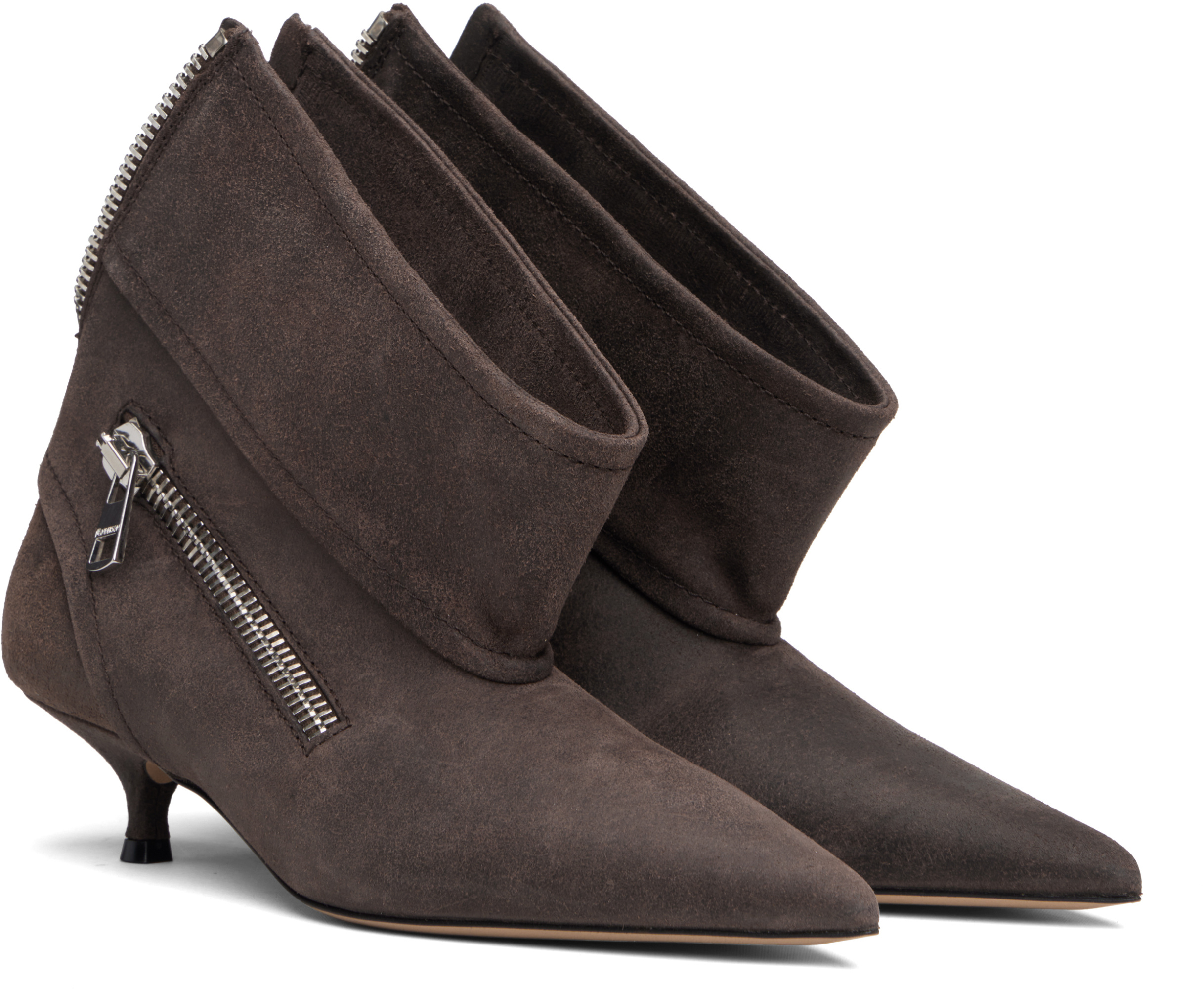 Jw Anderson Biker Kitten Heel Ankle Boots In Brown