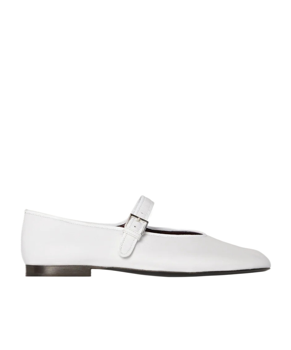 The Row Boheme Mj Leather Ballerina Shoes In White