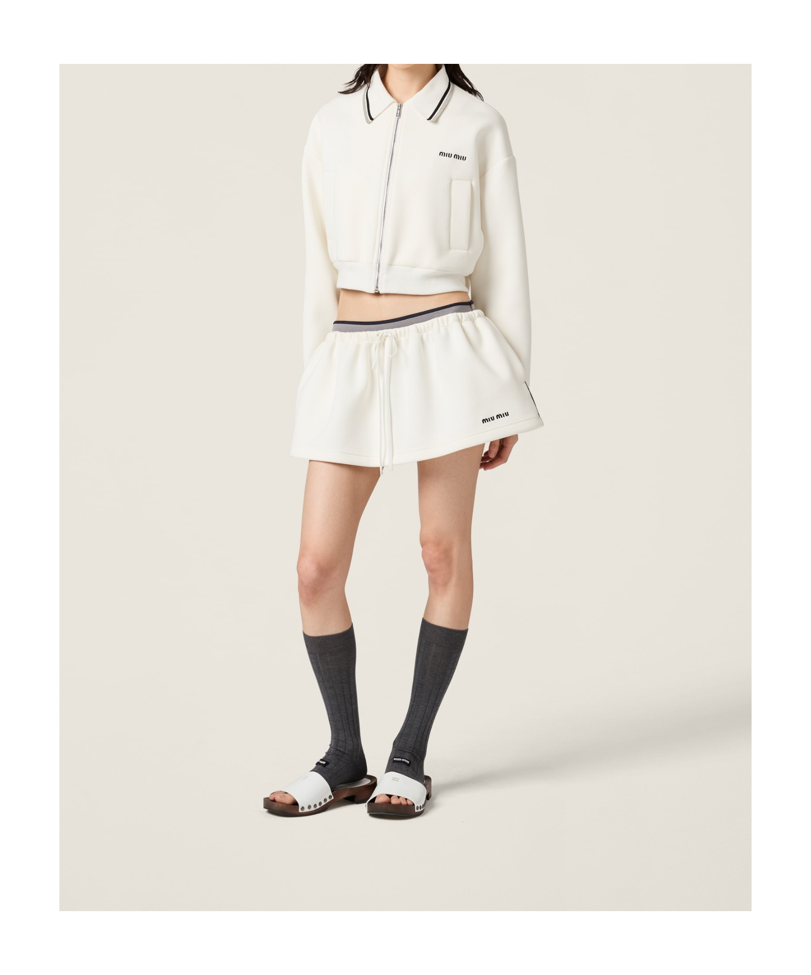 Miu Miu Bonded Piqué And Technical Jersey Blouson Jacket