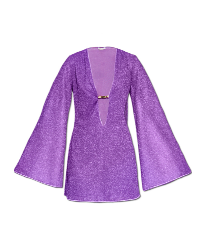 Oseree Wide Sleeve Dress In Purple