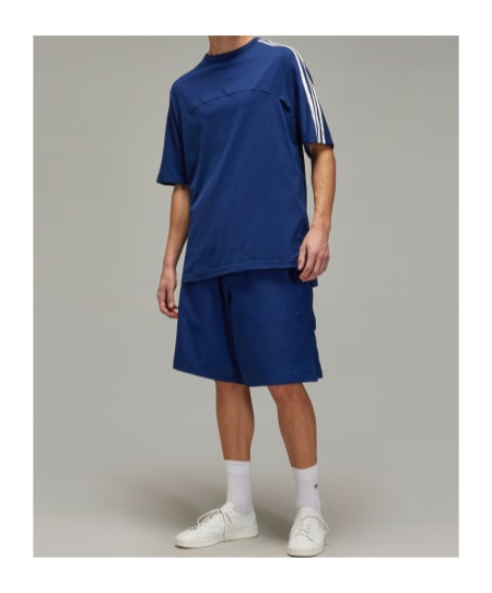 Y-3 3-stripes Short Sleeve Tee In Blue