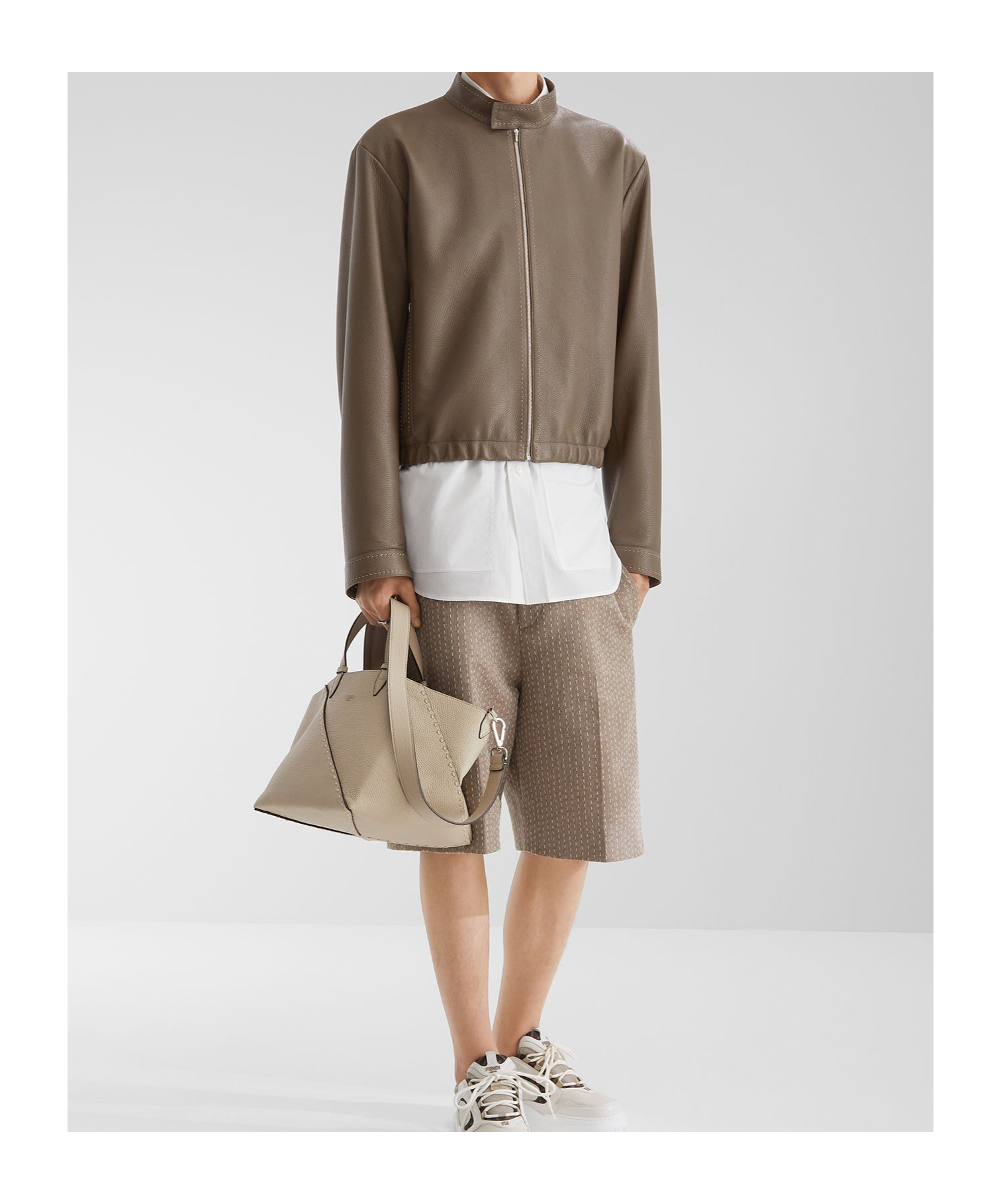 Fendi Deerskin Selleria Blouson In Nude