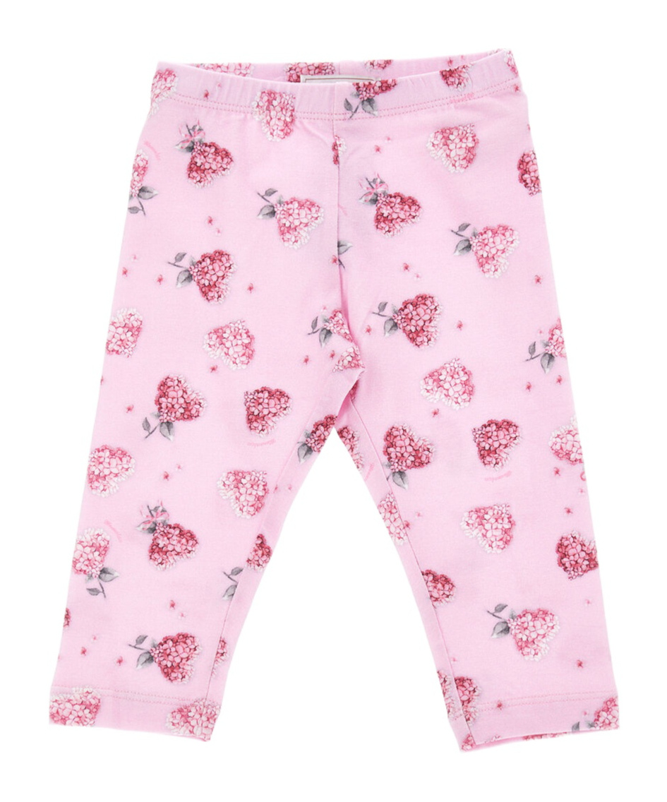 Monnalisa Floral Hearts-printed Leggings In Pink