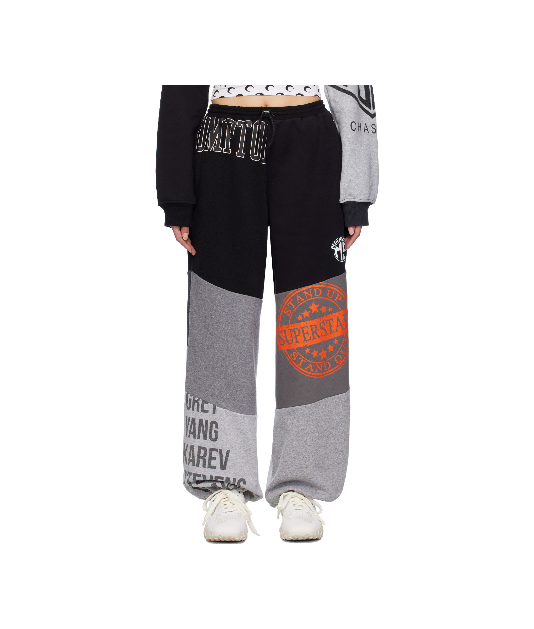 Shop Marine Serre Patterned Track Pants In Black
