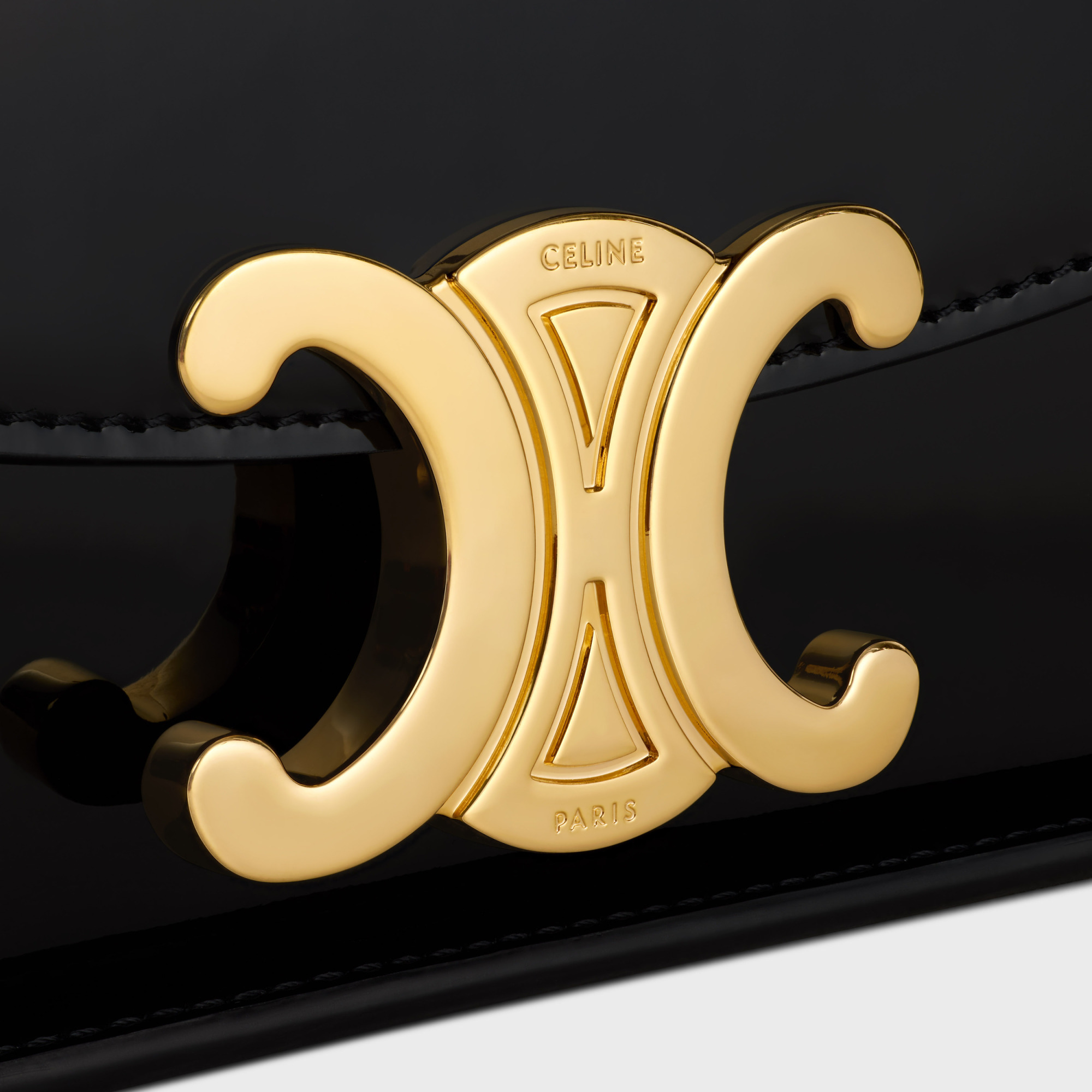 Shop Celine Shoulder Bag Terence In Patent Calfskin In Black