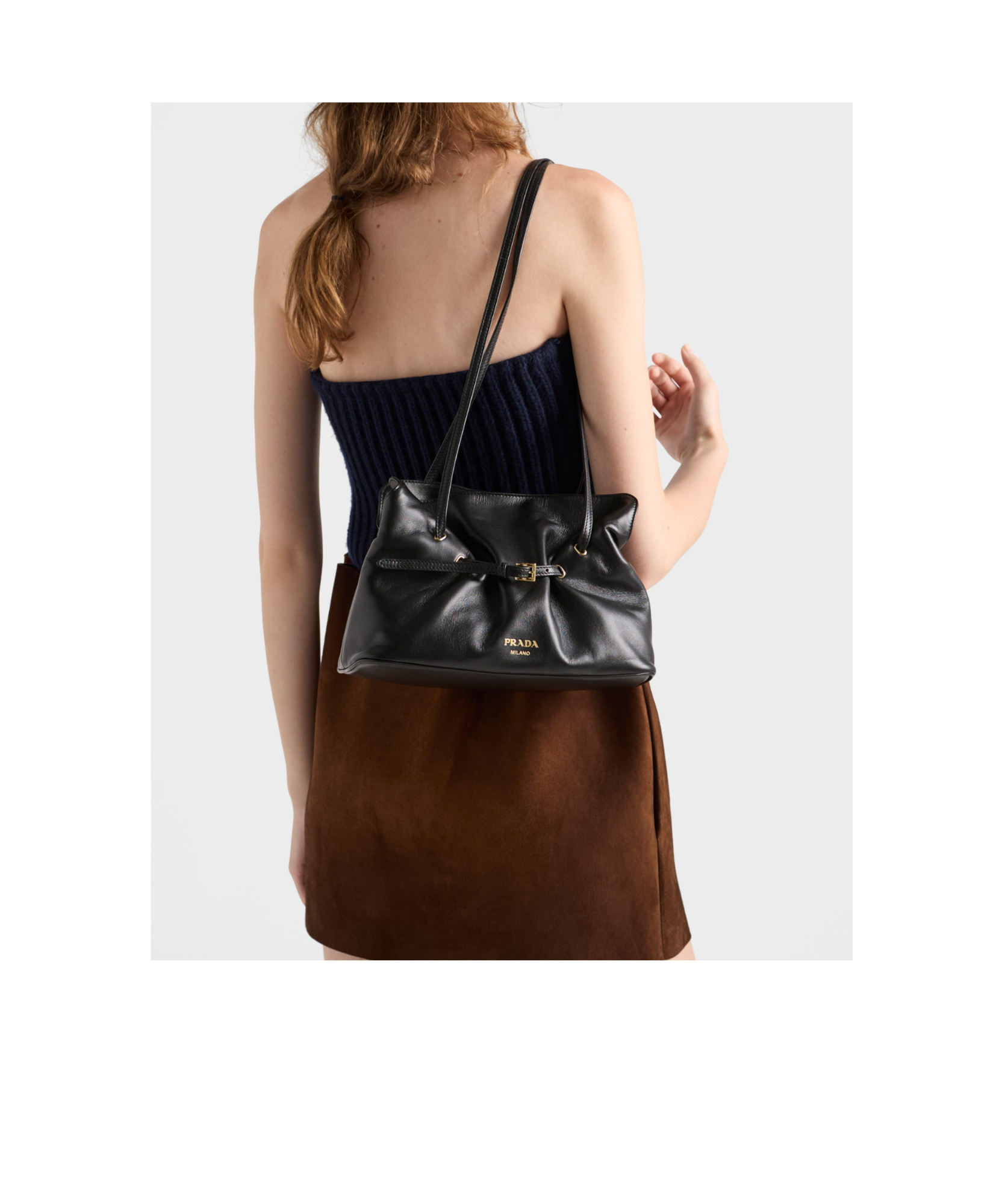 Prada Small Dada Nappa Leather Bag In Black