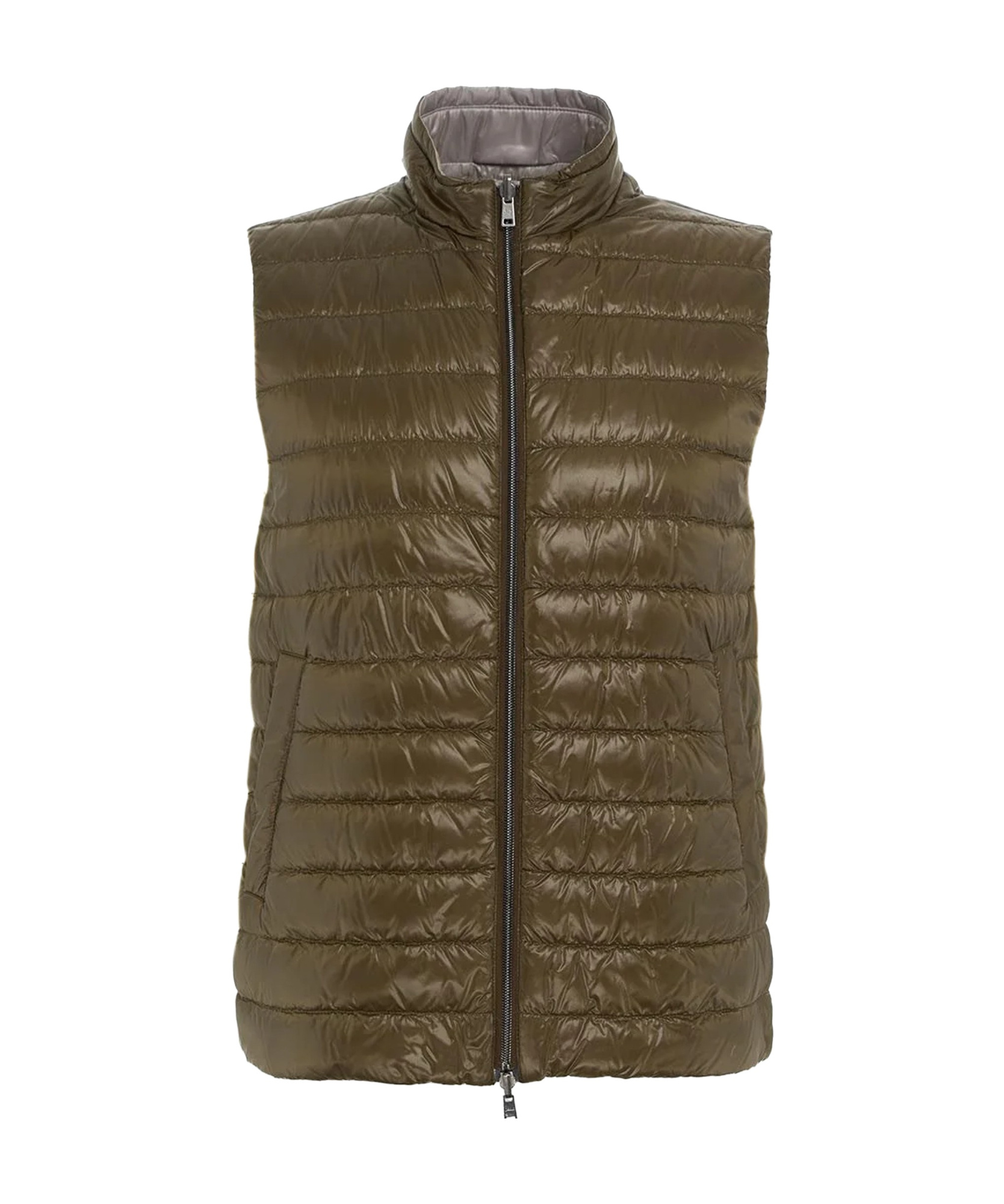 Herno Zip-up Reversible Gilet In Brown