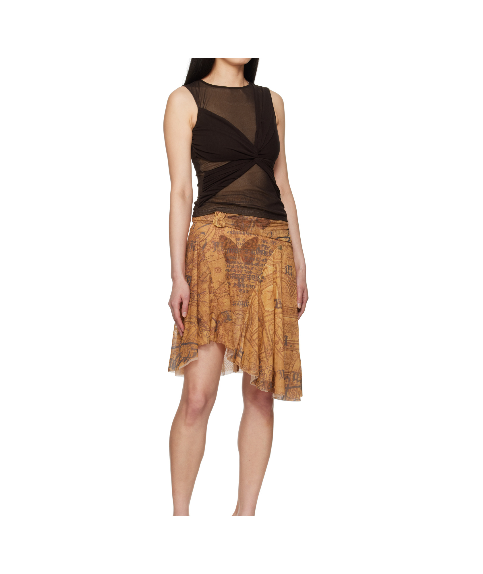 Misbhv Brown Wrapped Sleeveless Top