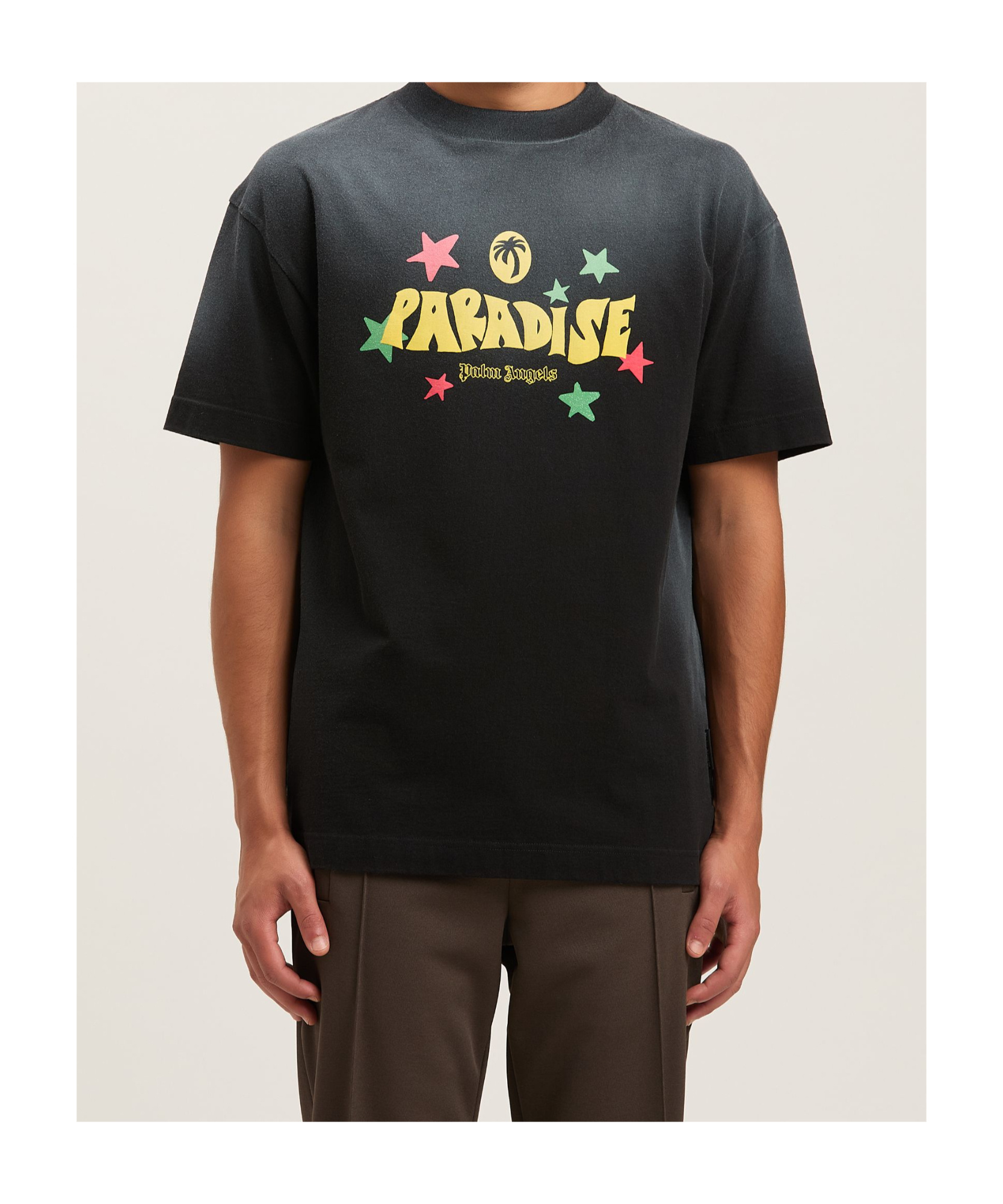 Palm Angels Paradise Print T-shirt In Black