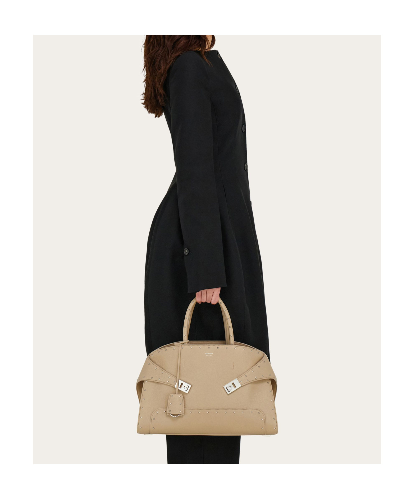 Ferragamo Large Hug Tote With Spike Embellished