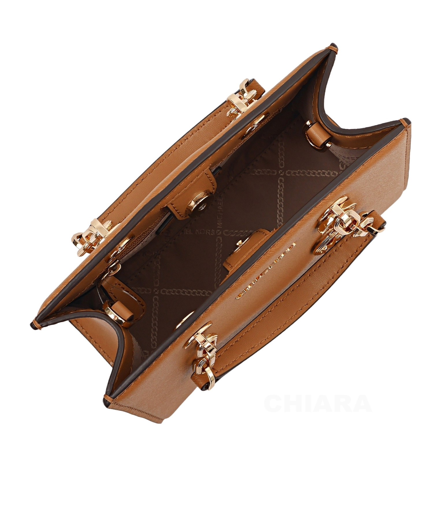Michael Kors Logo- Lettering Mini Tote Bag In Brown