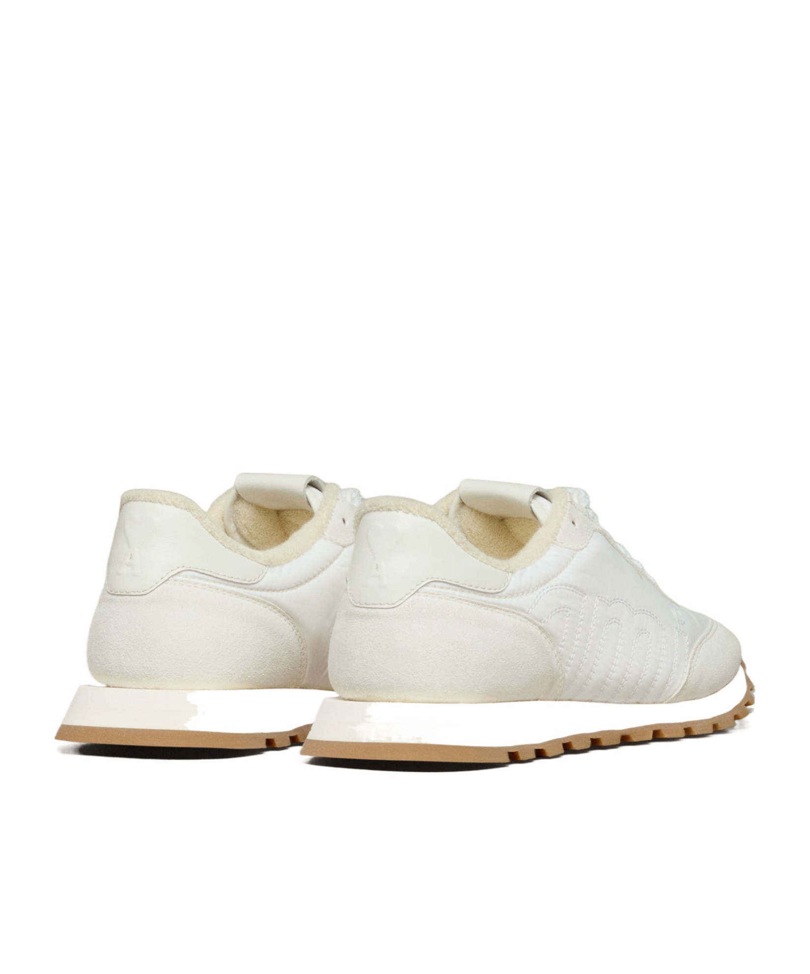 Ami Alexandre Mattiussi Low-top Sneakers With Nylon And Leather Accents In White