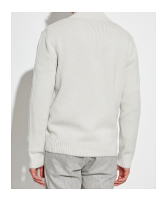 Eleventy Shawl Collar Sweater With Cuffs And Hem In White