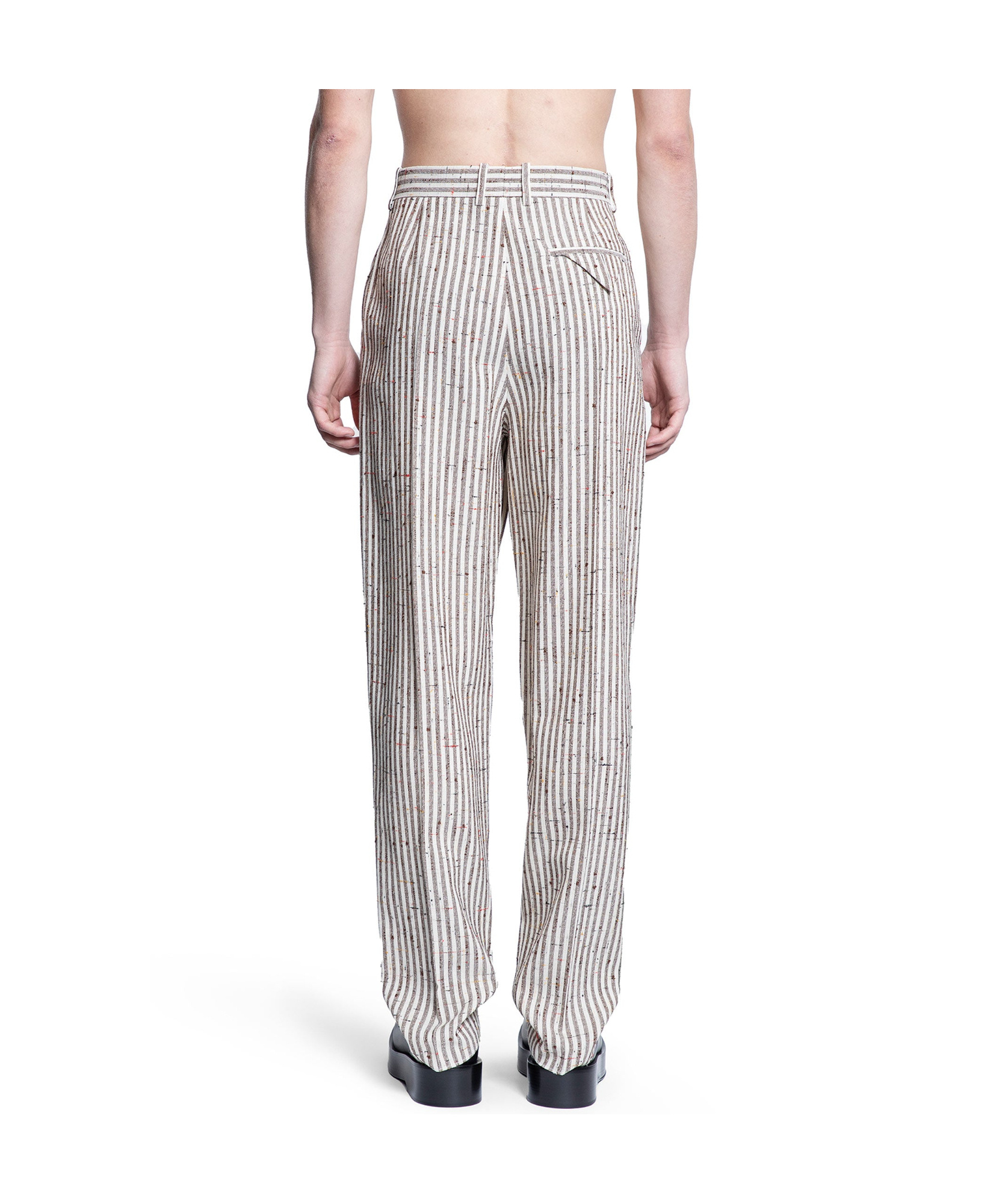 Bottega Veneta Pantaloni Di Lana A Righe Sottili In Multicolor