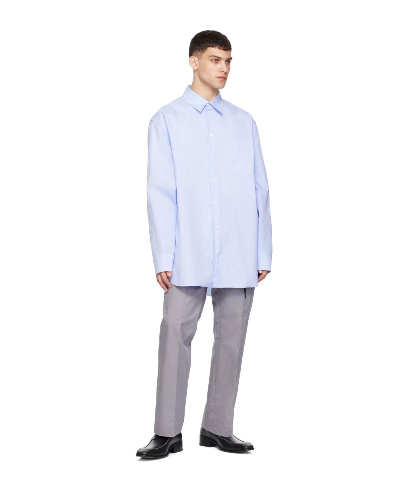 Shop Marni Lapel Long-sleeved Shirt In Blue