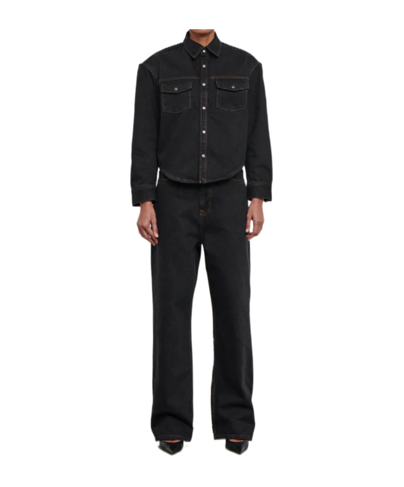 Wardrobe.nyc Denim Jacket With Chest Pockets In Black