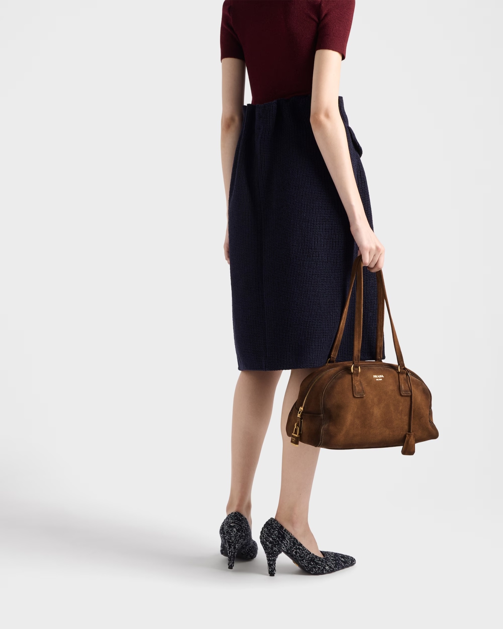 Prada Medium Bowling Bag In Vintage Leather In Brown