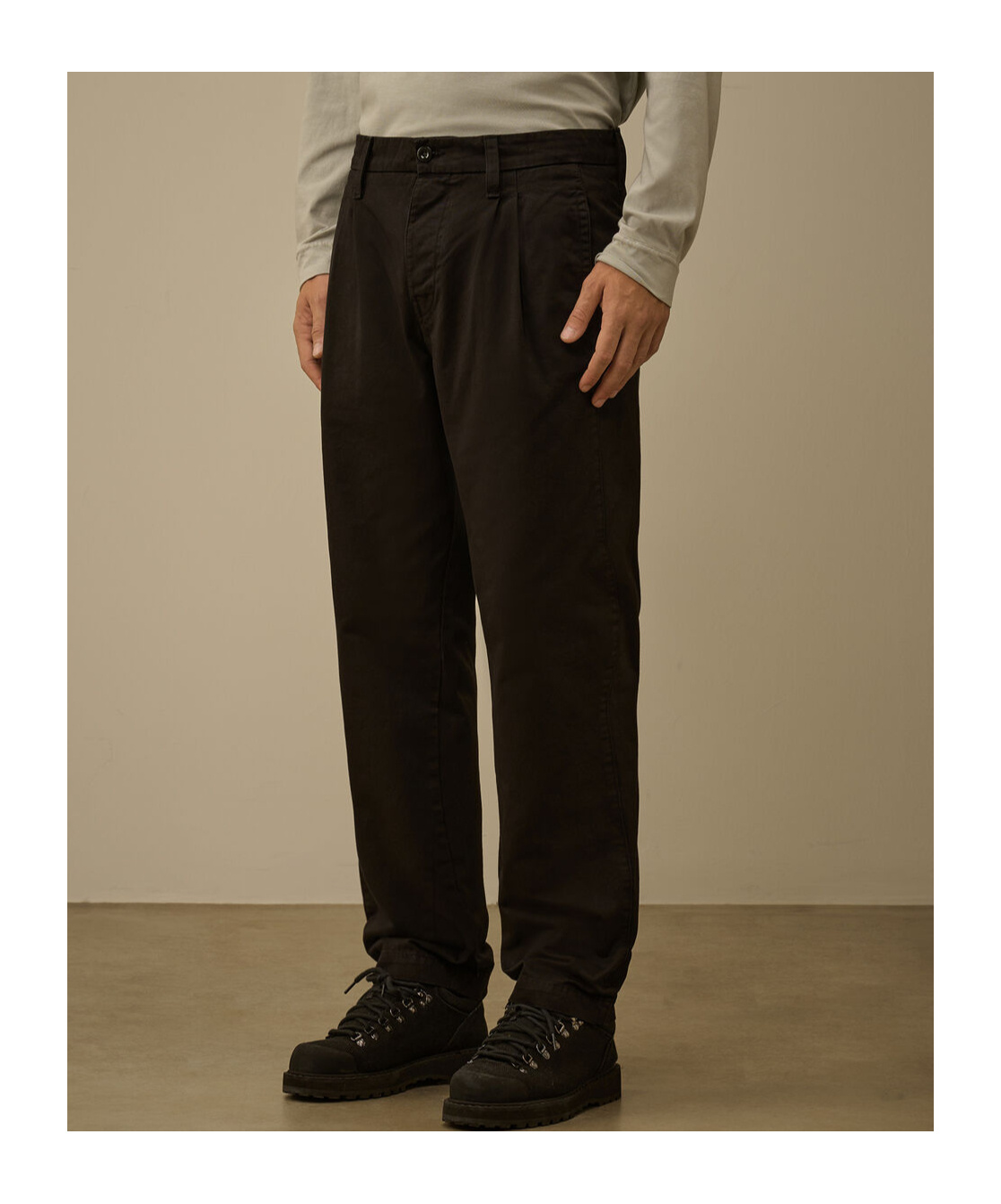 C.p. Company Cotton Gabardine Loose Chino Pants In Brown