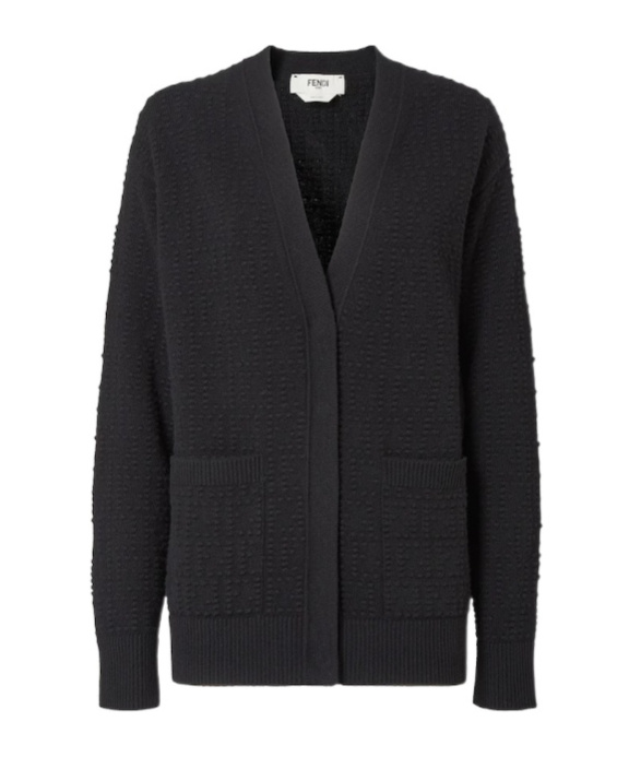 Fendi Cardigan Black Ff Cashmere And Wool Cardigan
