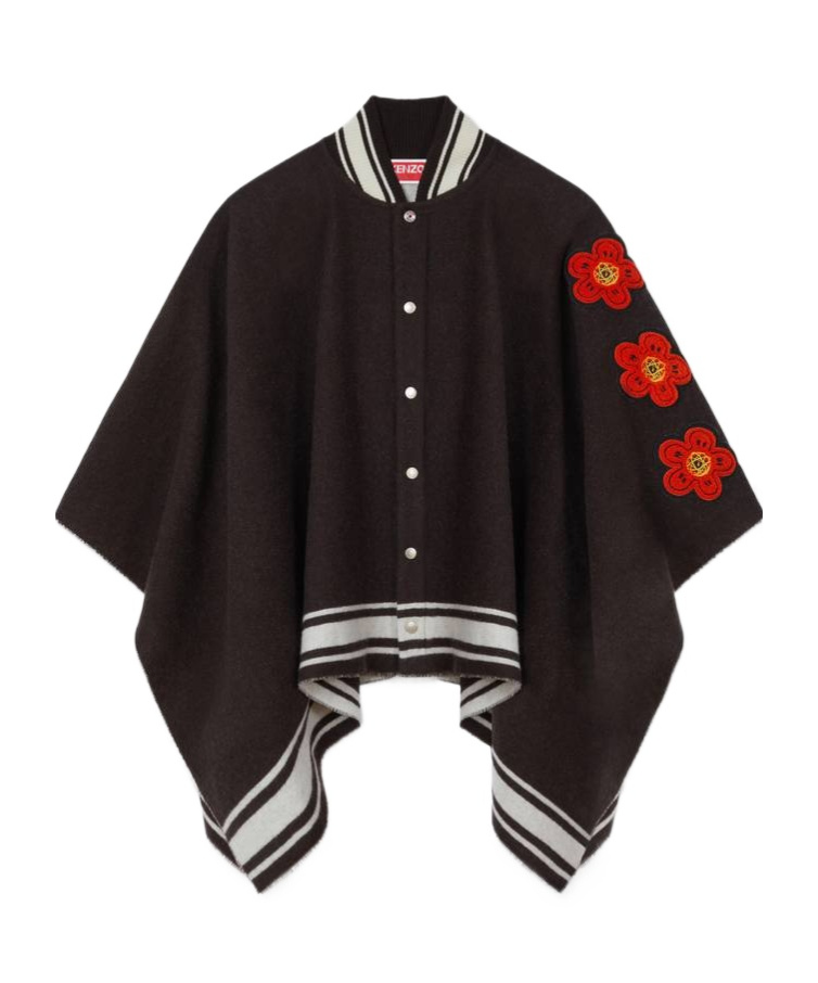 Kenzo ' X Futura 2000' Poncho In Wool In Black