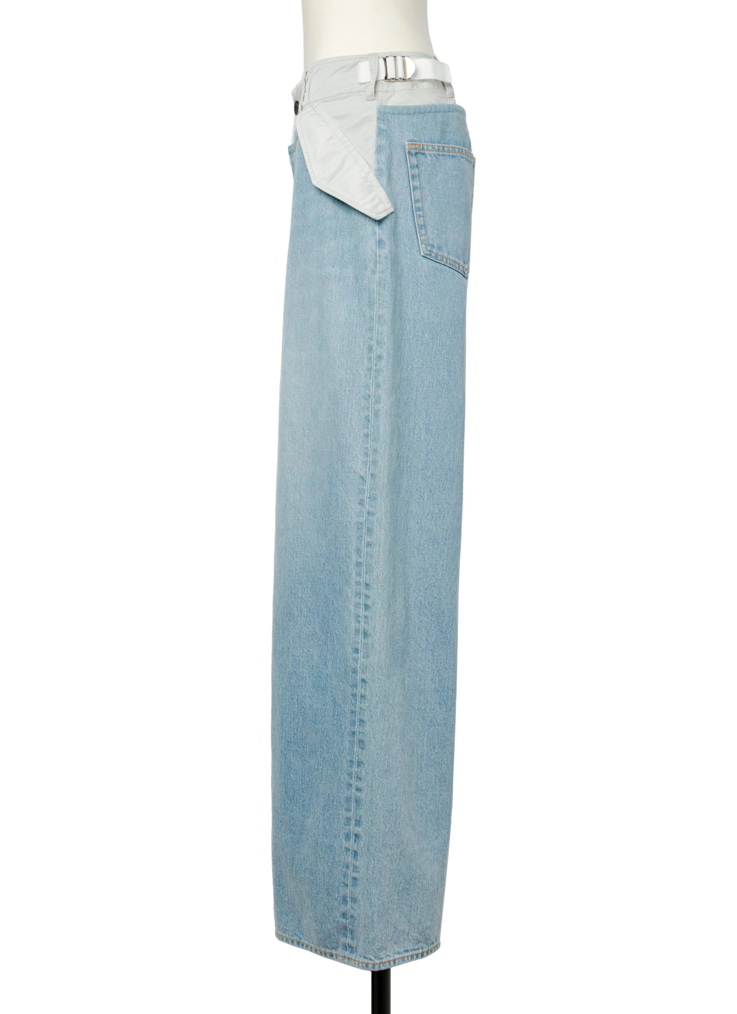 Sacai Shell-trimmed Mid-rise Wide-leg Jeans In Blue