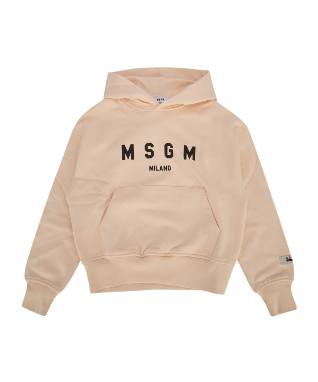 Msgm Logo-print Cotton Hoodie In Nude