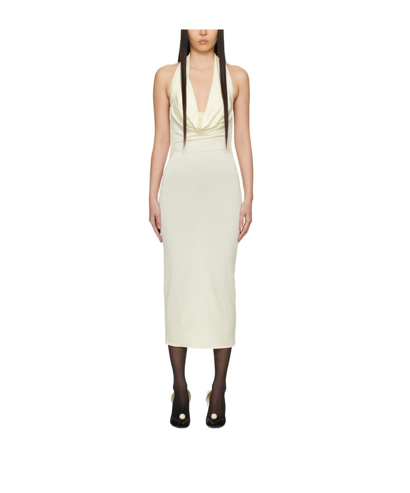 Magda Butrym Sleeveless Dress With Drooping Collar In White