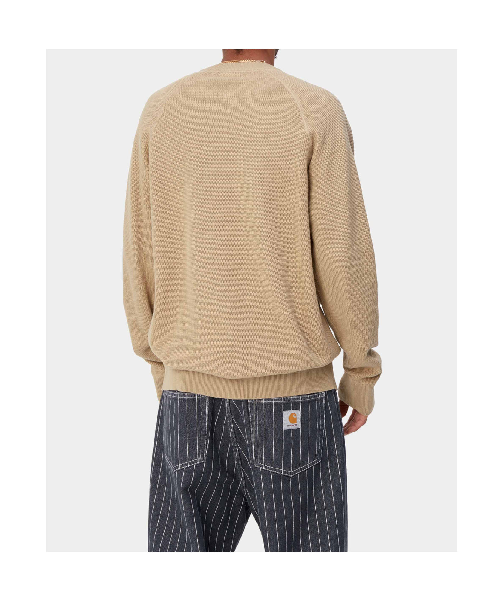 Carhartt Chase Raglan-sleeve Waffle-knit Sweater In Nude