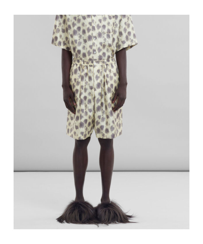 Marni Printed Silk Bermuda Shorts In Nude