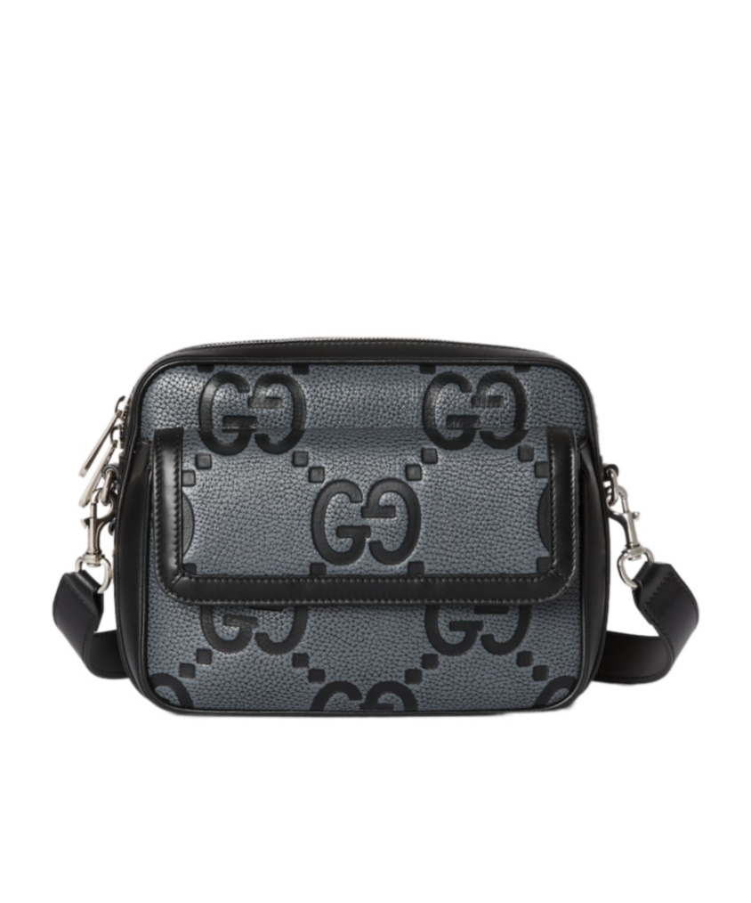 Shop Gucci Small Jumbo Gg Crossbody Bag In Black