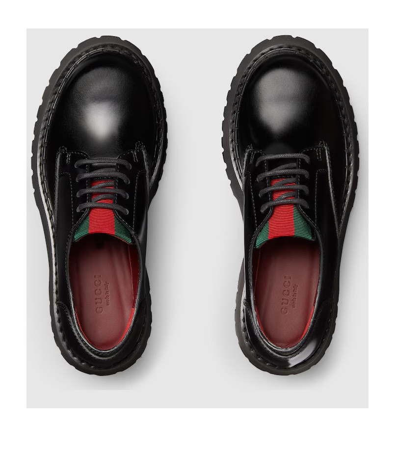 Gucci Web Lace-up Shoes In Black