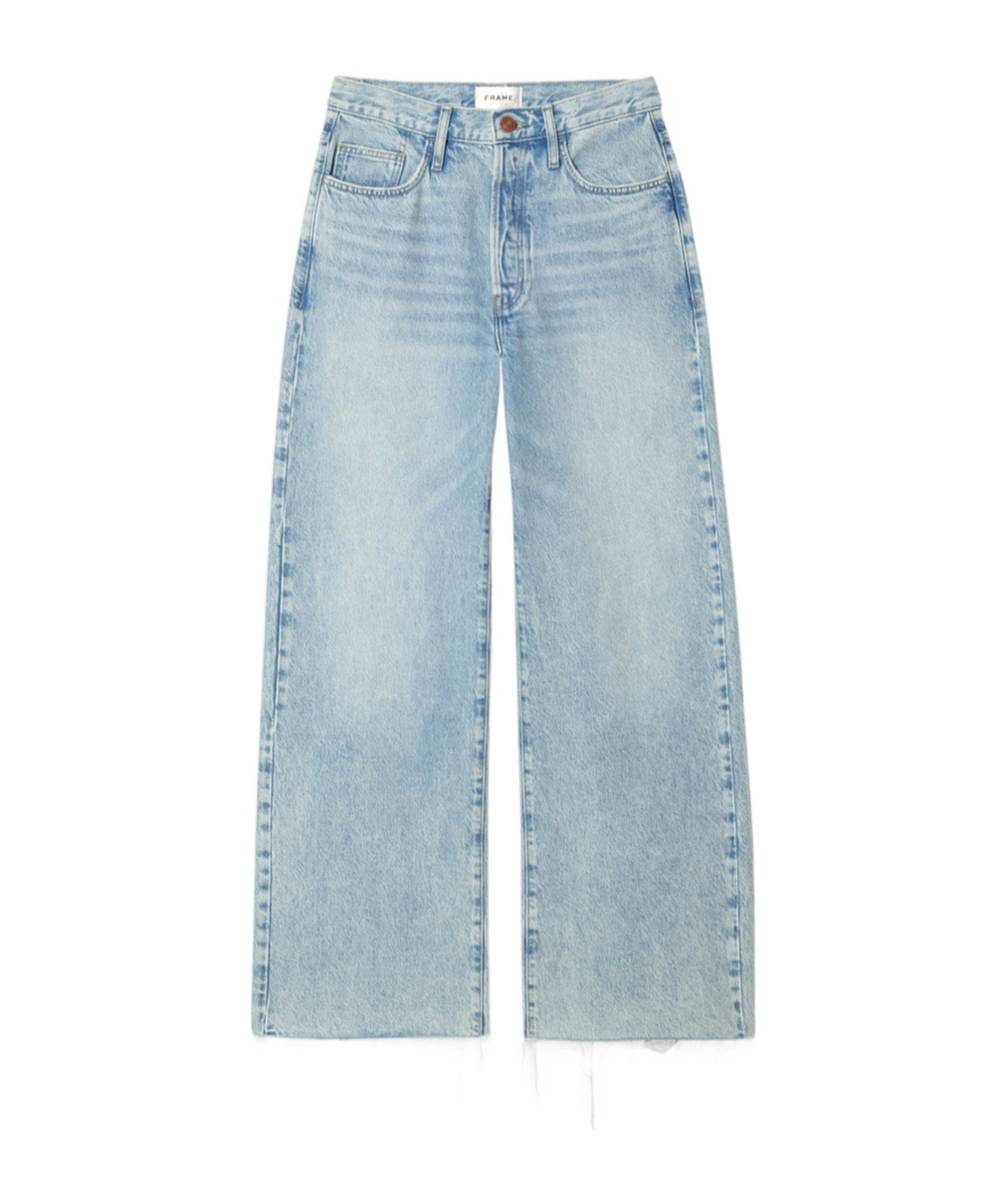 Frame Le Low Baggy Wide Leg Jeans In Blue