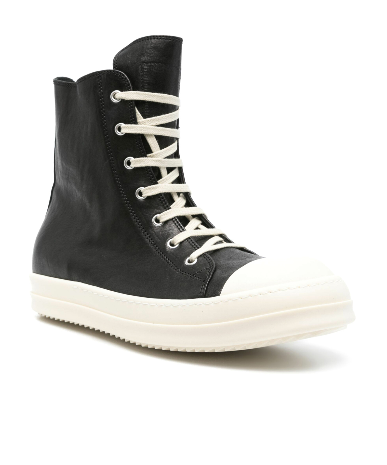 Rick Owens Hollywood Leather High Top Sneaker In Black
