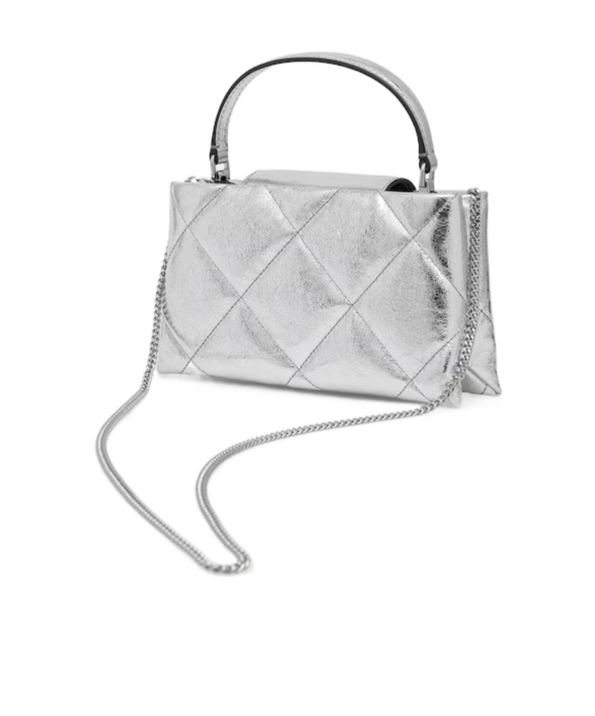 Tory Burch Kira Diamond Quilt East West Top Handle Purse In Gray